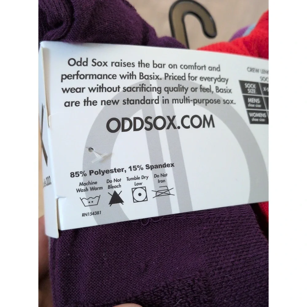 BASIX By ODDSOX 6-Pairs Of Men's Crew Socks Shoe Size Medium 8-12 Purple/Beige